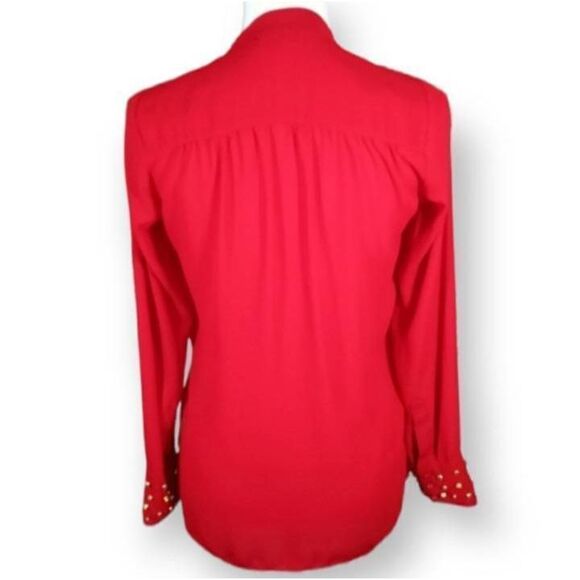 XOXO RED BLOUSE W/STUDDED CUFFS  SZ.XS EUC - Picture 2 of 6
